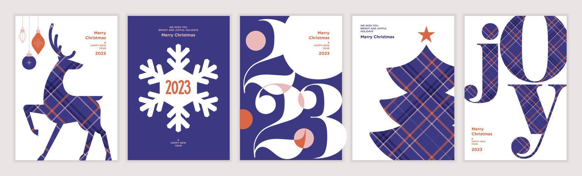2023 Merry Christmas and Happy New Year greeting cards set. Vector illustration concepts for background, greeting card, party invitation card, website banner, social media banner, marketing material.