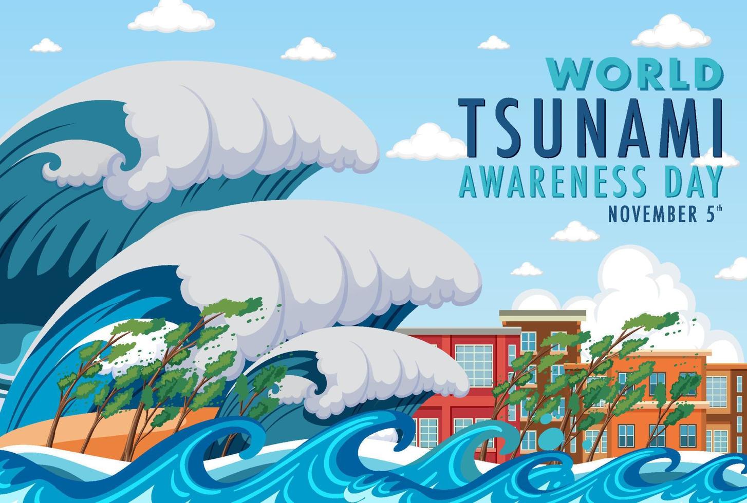 diseño de banner del día mundial de concientización sobre tsunamis vector