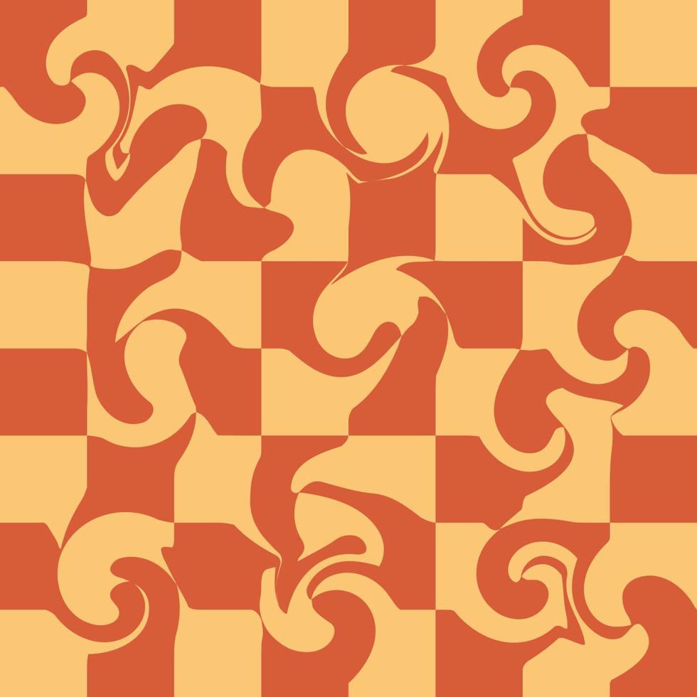 1970 Wavy Swirl Seamless Pattern in Orange and Pink Colors. Seventies Style, Groovy Background vector