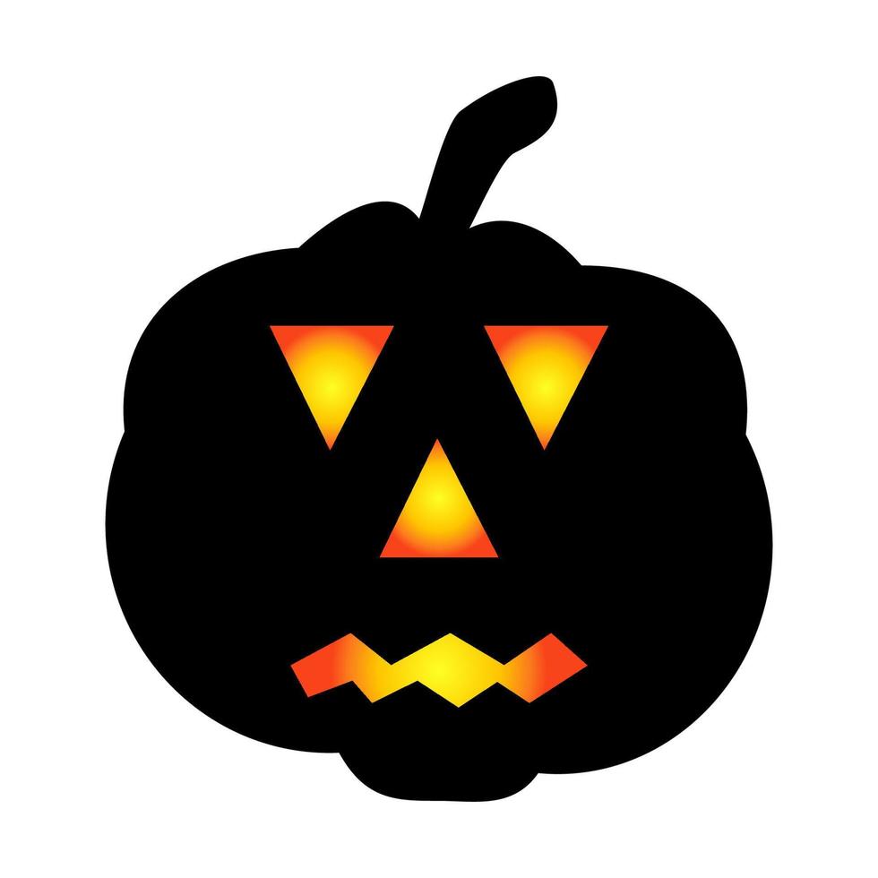 icono de calabaza de Halloween. símbolo de otoño. calabaza aterradora de halloween con una sonrisa, ojos ardientes. vector