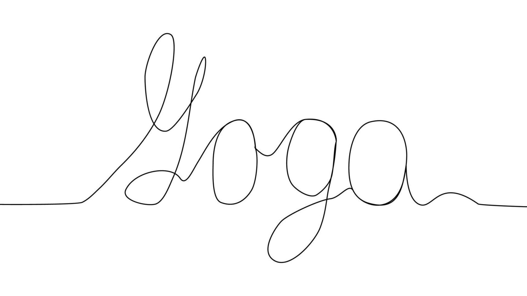 Self-drawing a simple animation of one continuous inscription YOGA vector