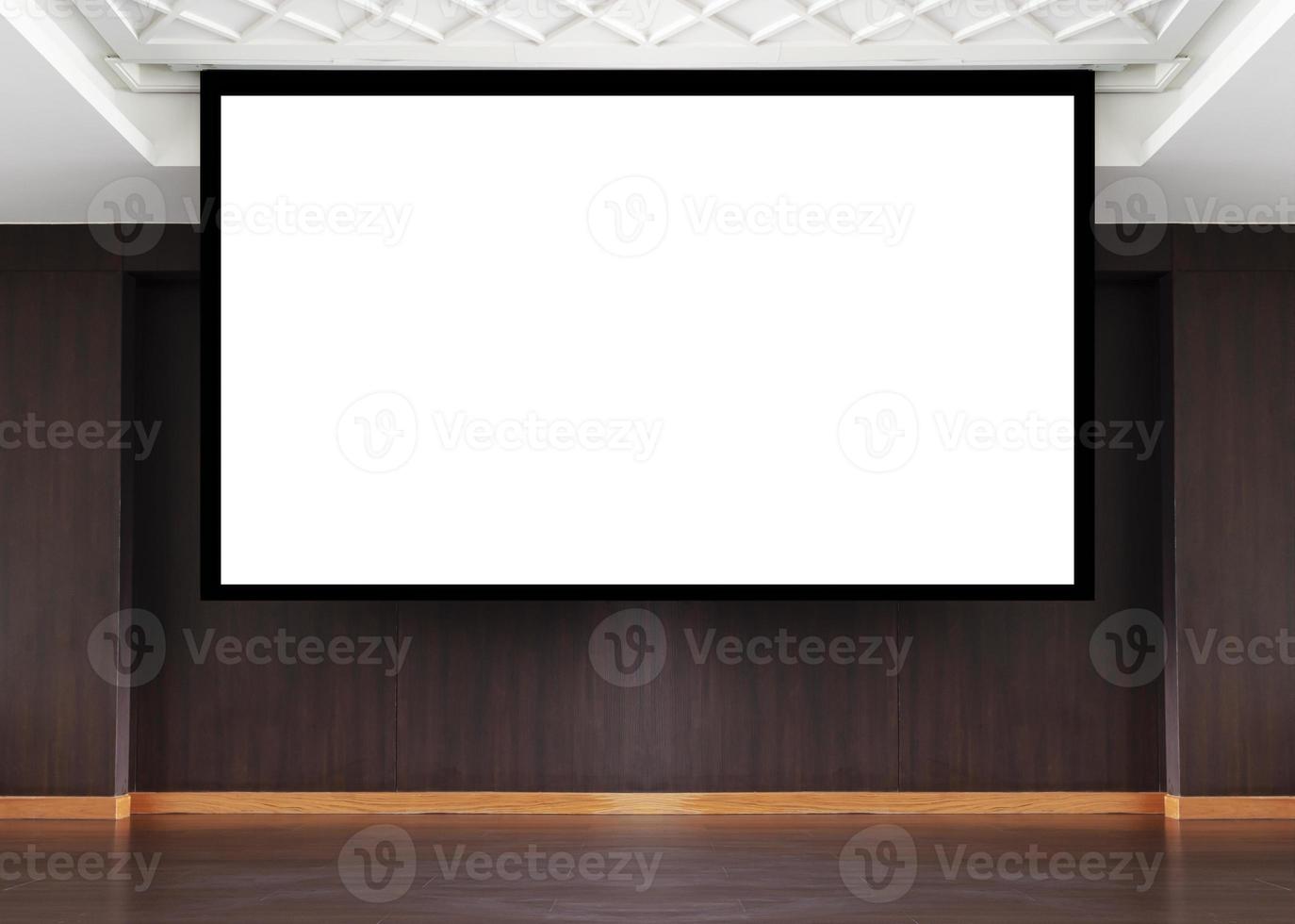 3D render projector white screen background on stage in meeting room photo