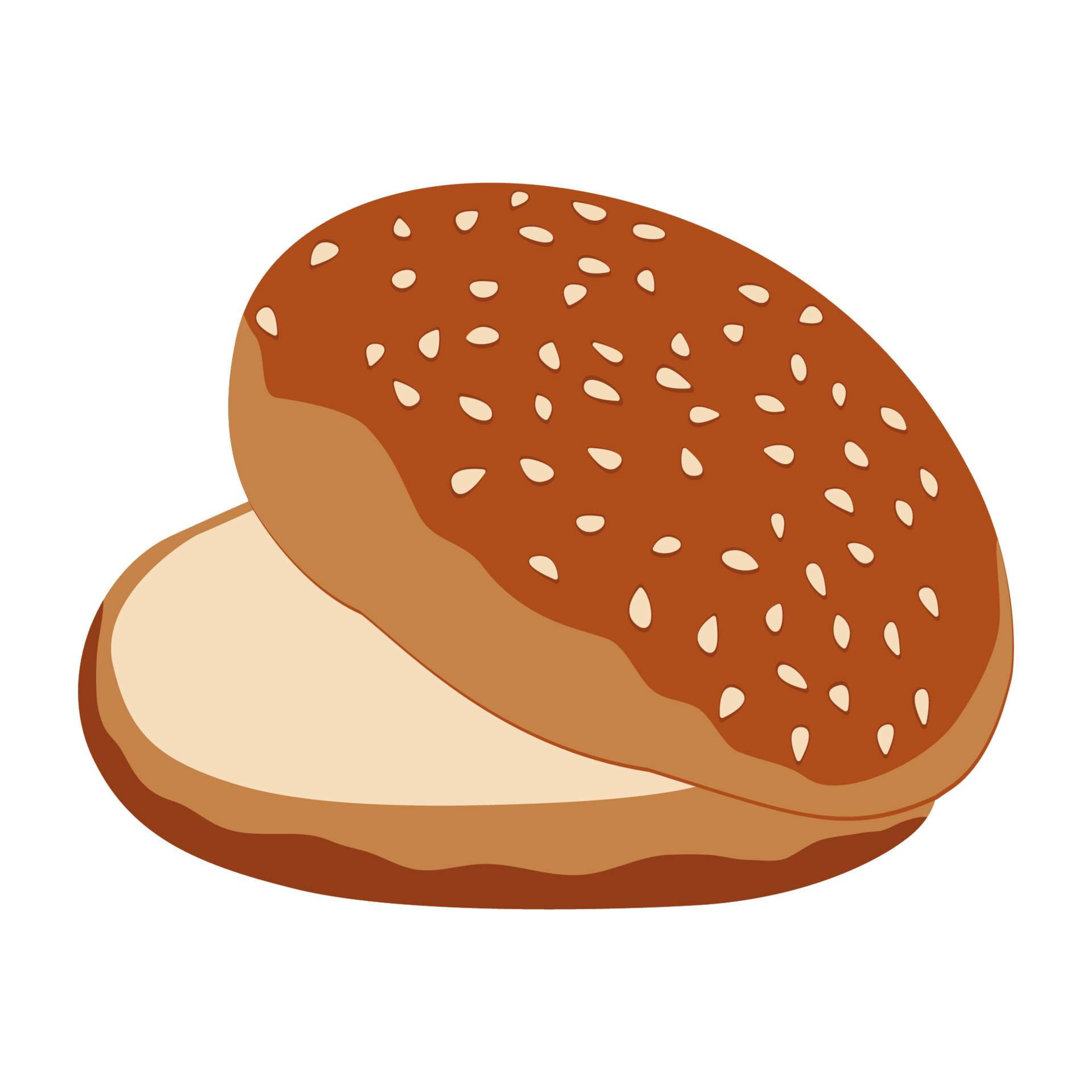 Burger bun hand drawn bread. Flat vector illustration for bakery, bake