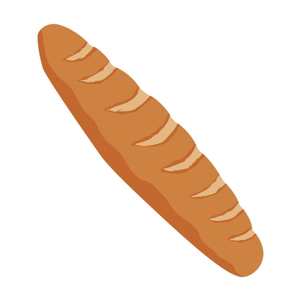 baguette pan dibujado a mano. ilustración de vector plano para panadería, panadería. baguette francesa como elemento de diseño de alimentos. pan aislado en blanco