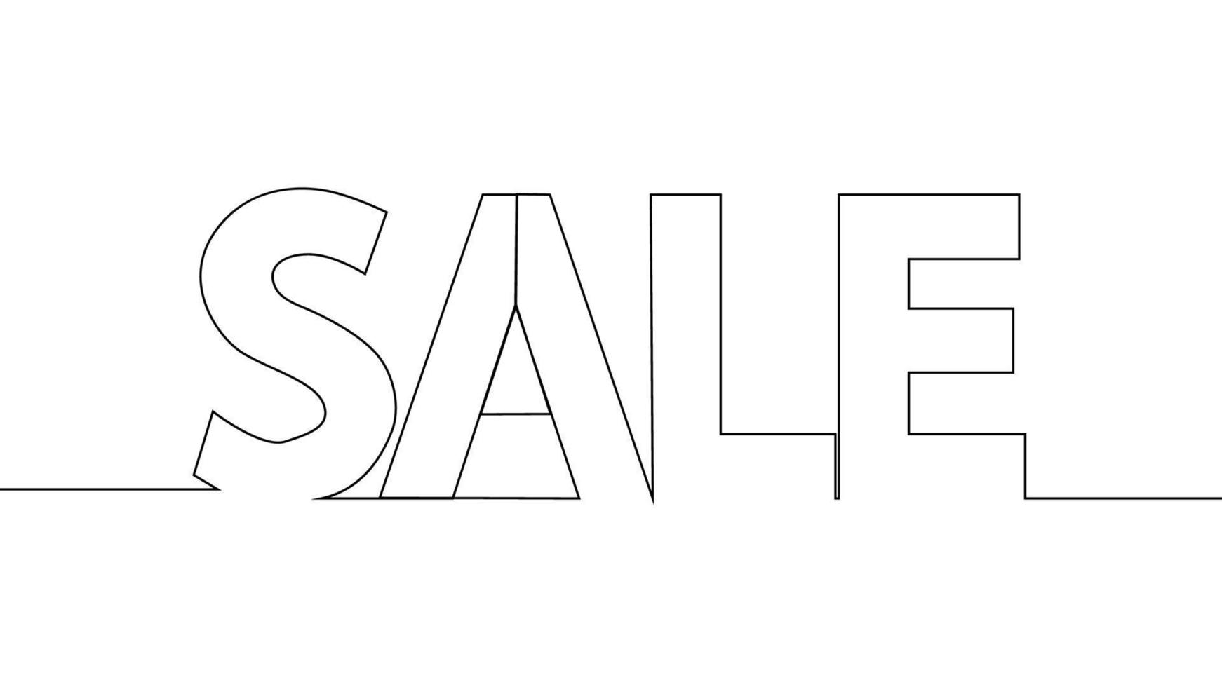 The word sale is drawn with one line and disappears. vector