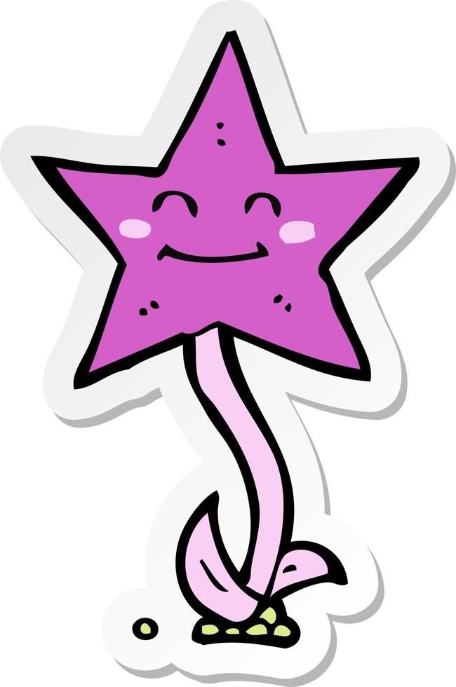 sticker of a cartoon star flower vector