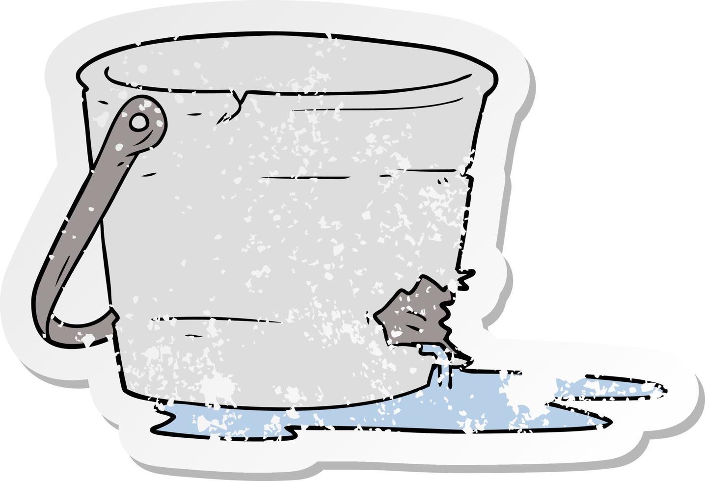 distressed sticker of a broken bucket cartoon vector