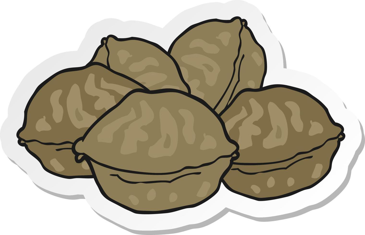 pegatina de una caricatura de nueces vector