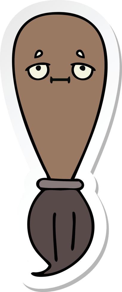 sticker of a cute cartoon paint brush vector