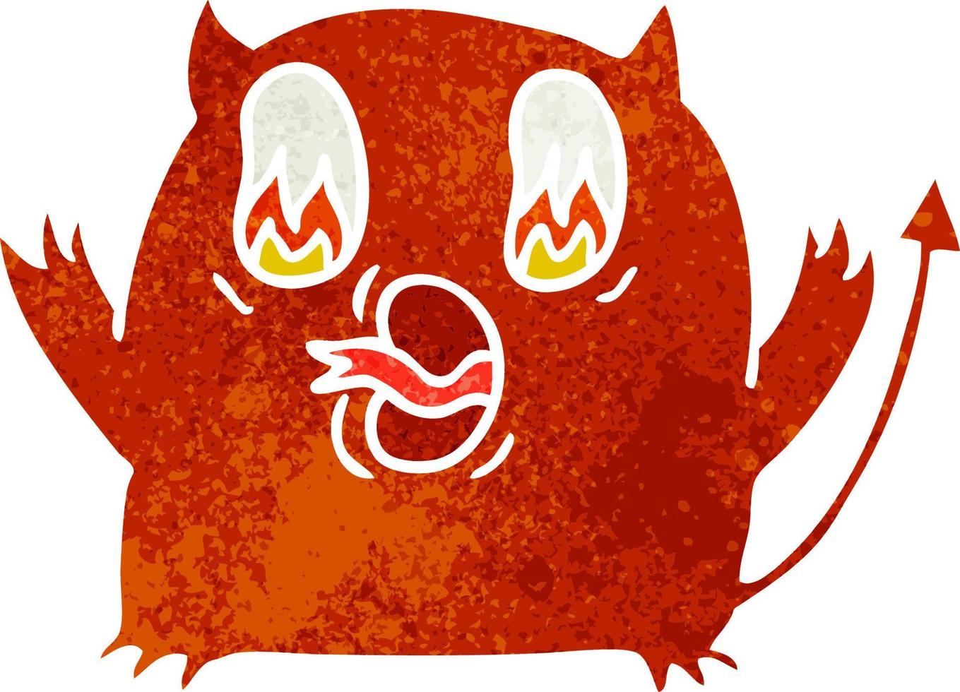 retro cartoon of cute kawaii red demon vector