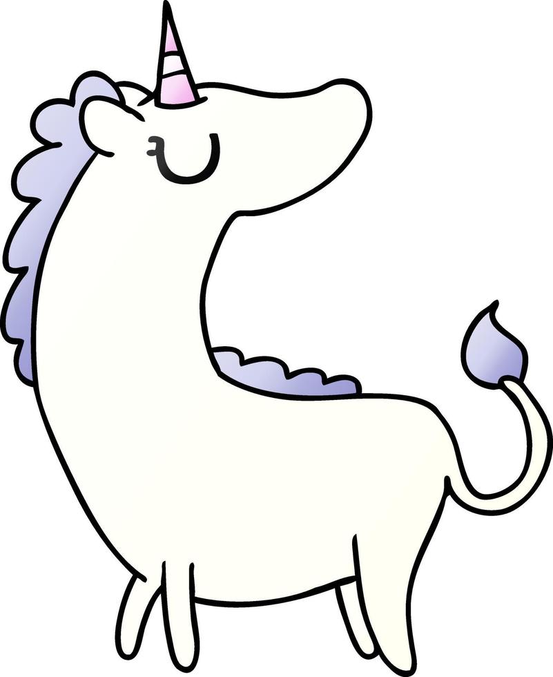 gradient cartoon of cute kawaii unicorn vector