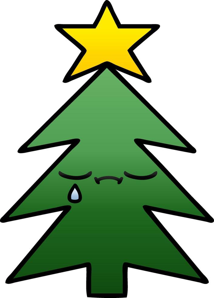 gradient shaded cartoon christmas tree vector