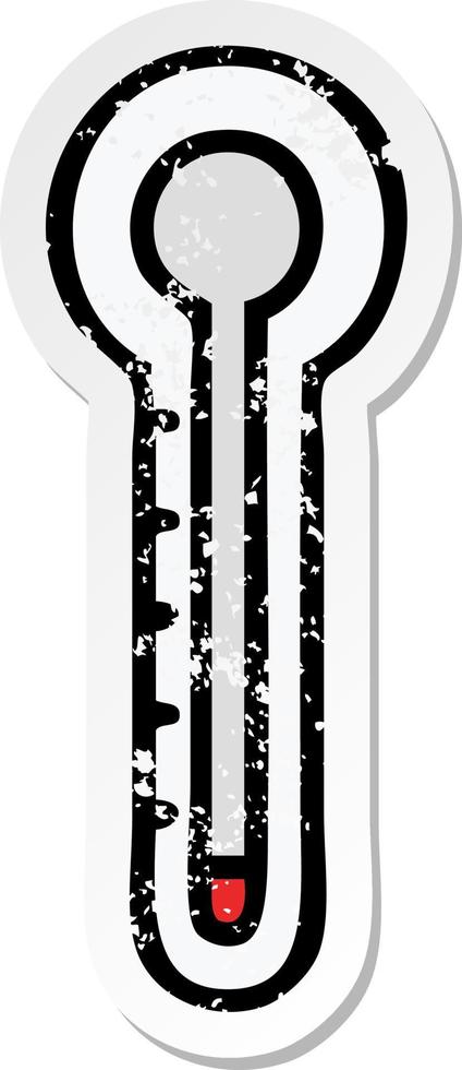distressed sticker of a cute cartoon glass thermometer vector