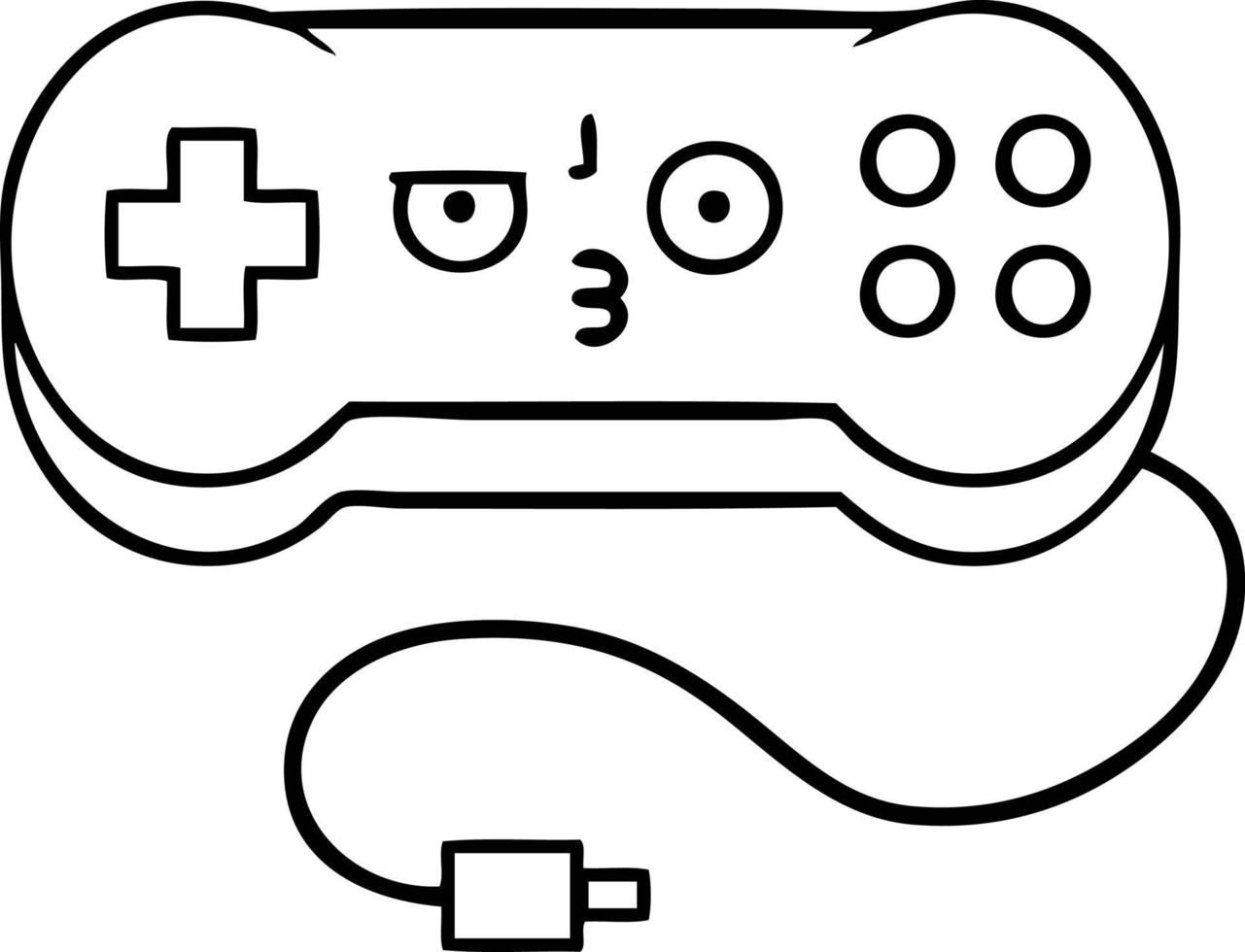 controlador de juego de dibujos animados de dibujo lineal vector