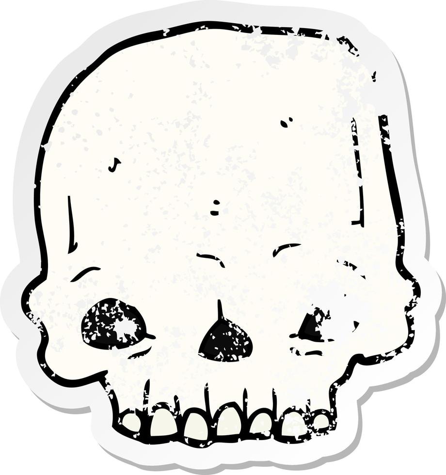 distressed sticker of a cartoon spooky skull vector
