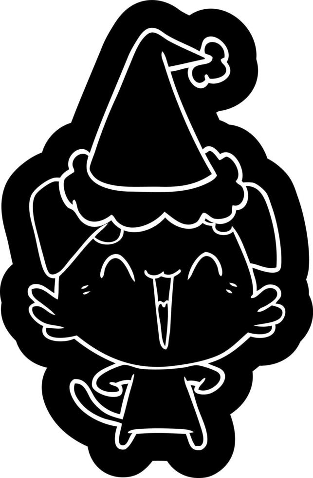 happy little dog cartoon icon of a wearing santa hat vector