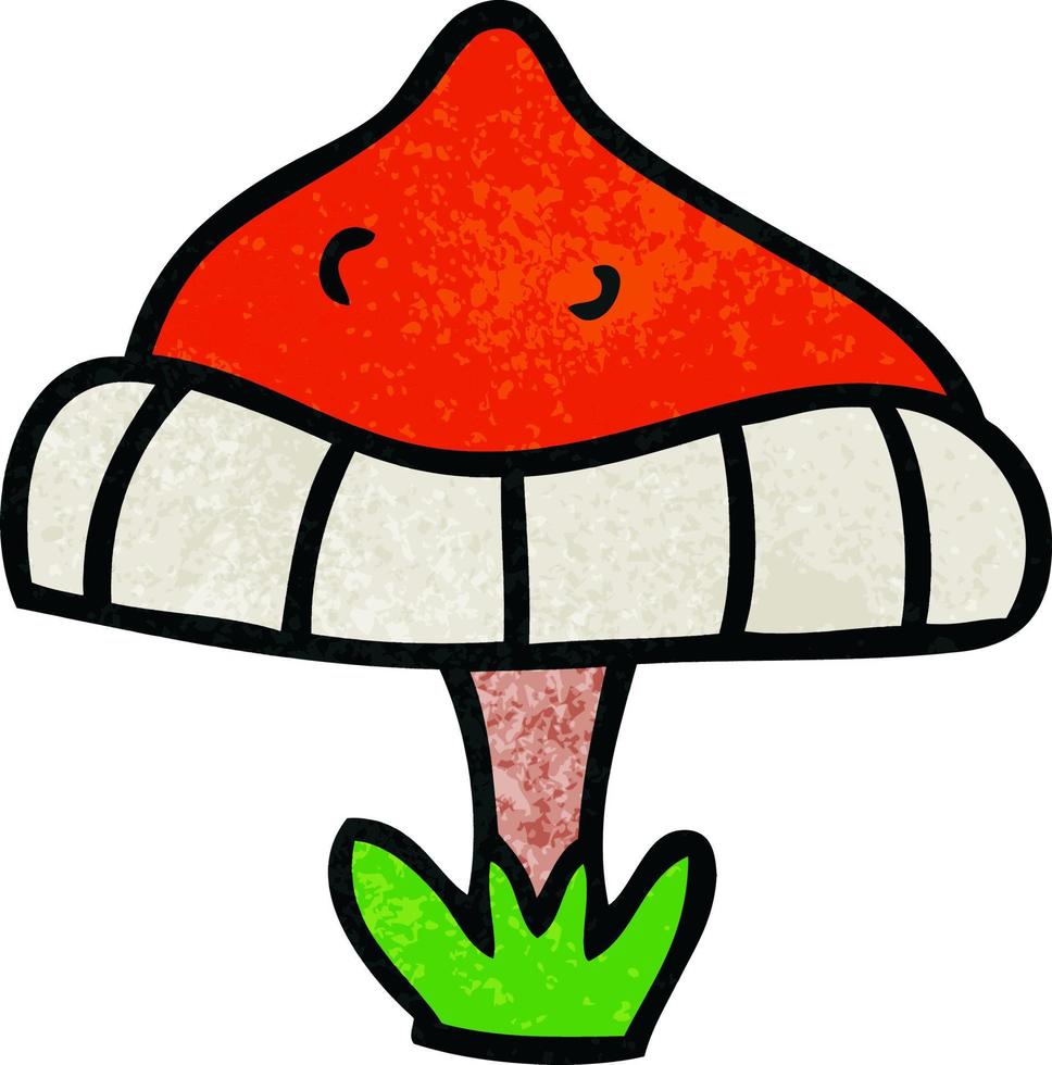 textured cartoon doodle of a single toadstool vector