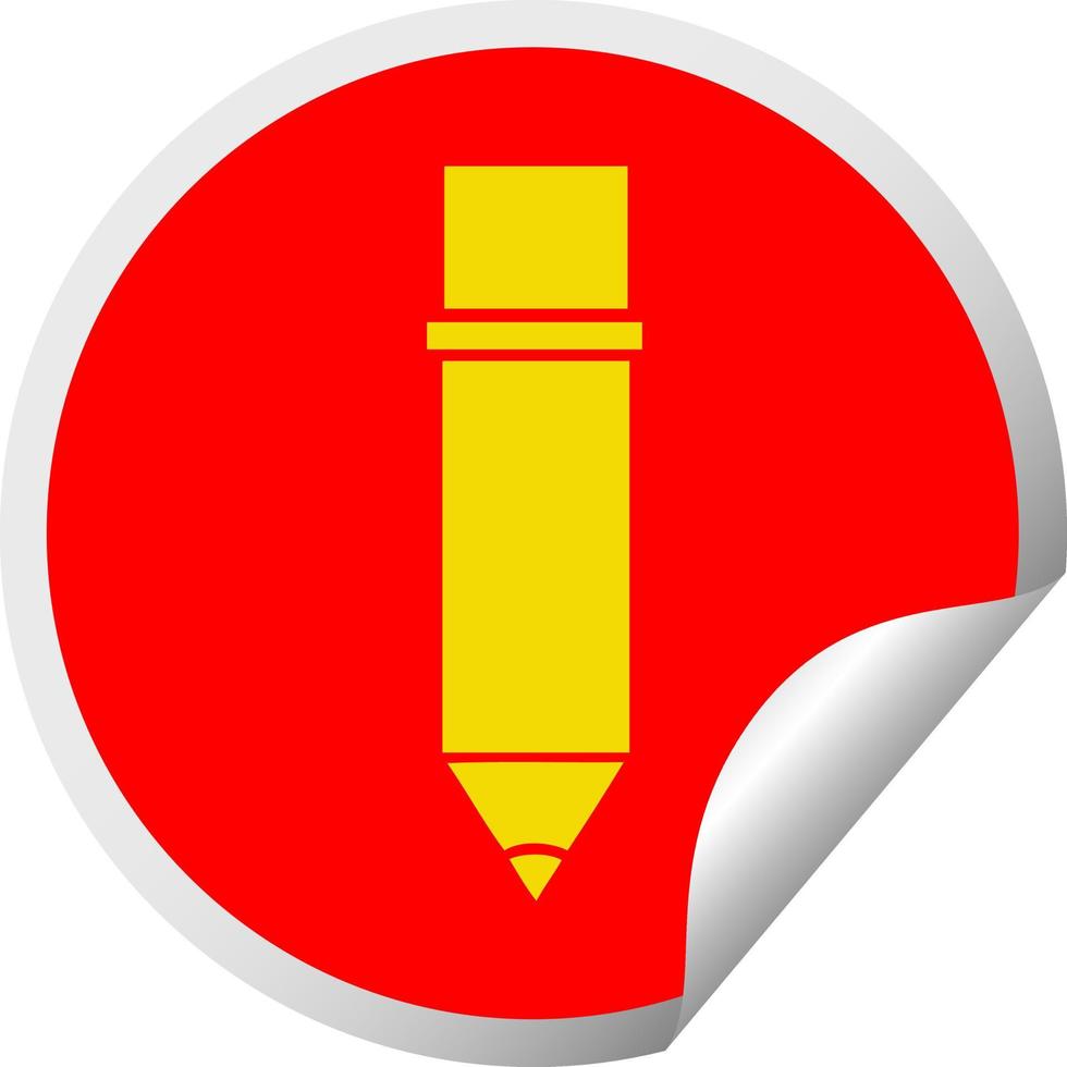 circular peeling sticker cartoon of a pencil vector