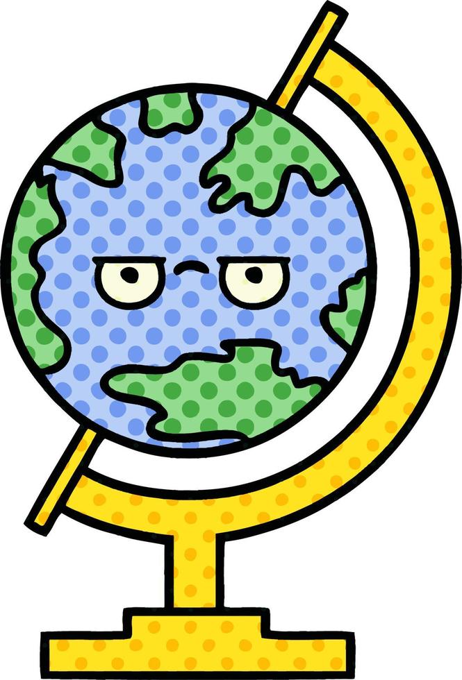 comic book style cartoon globe of the world vector