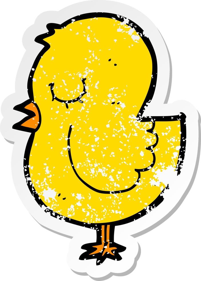 distressed sticker of a cartoon bird vector