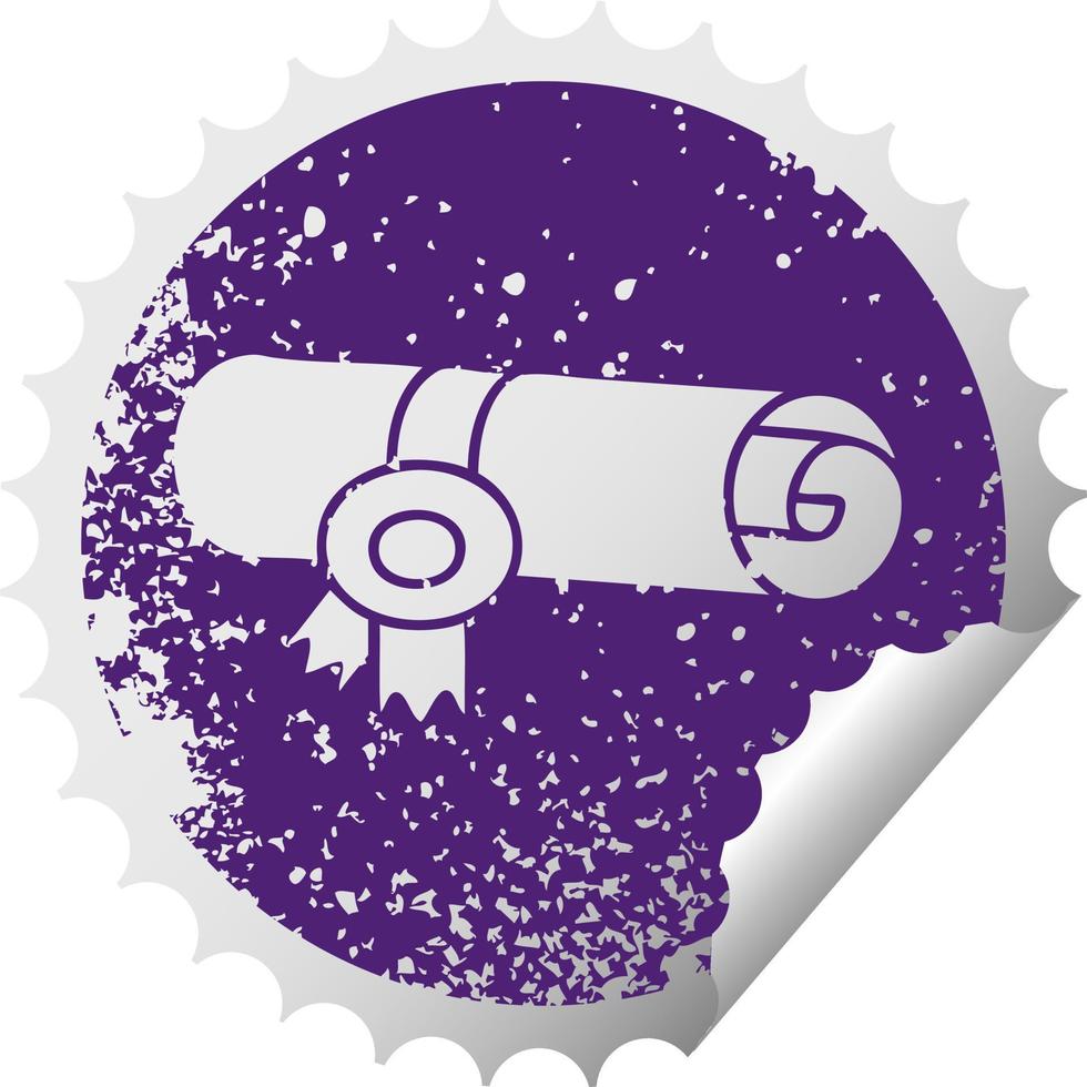 distressed circular peeling sticker symbol rolled certificate vector