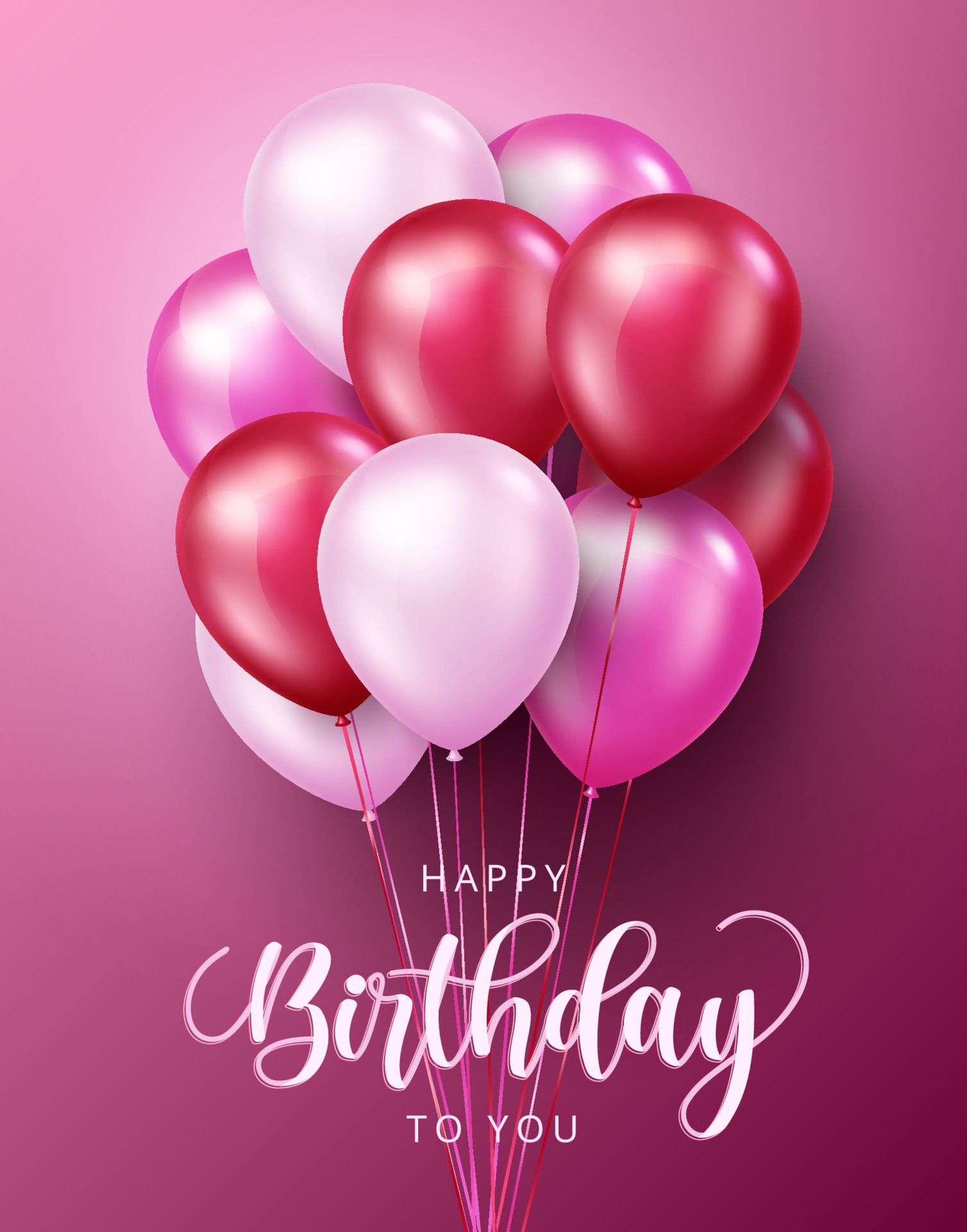 Happy birthday balloon vector poster design. Happy birthday to you text