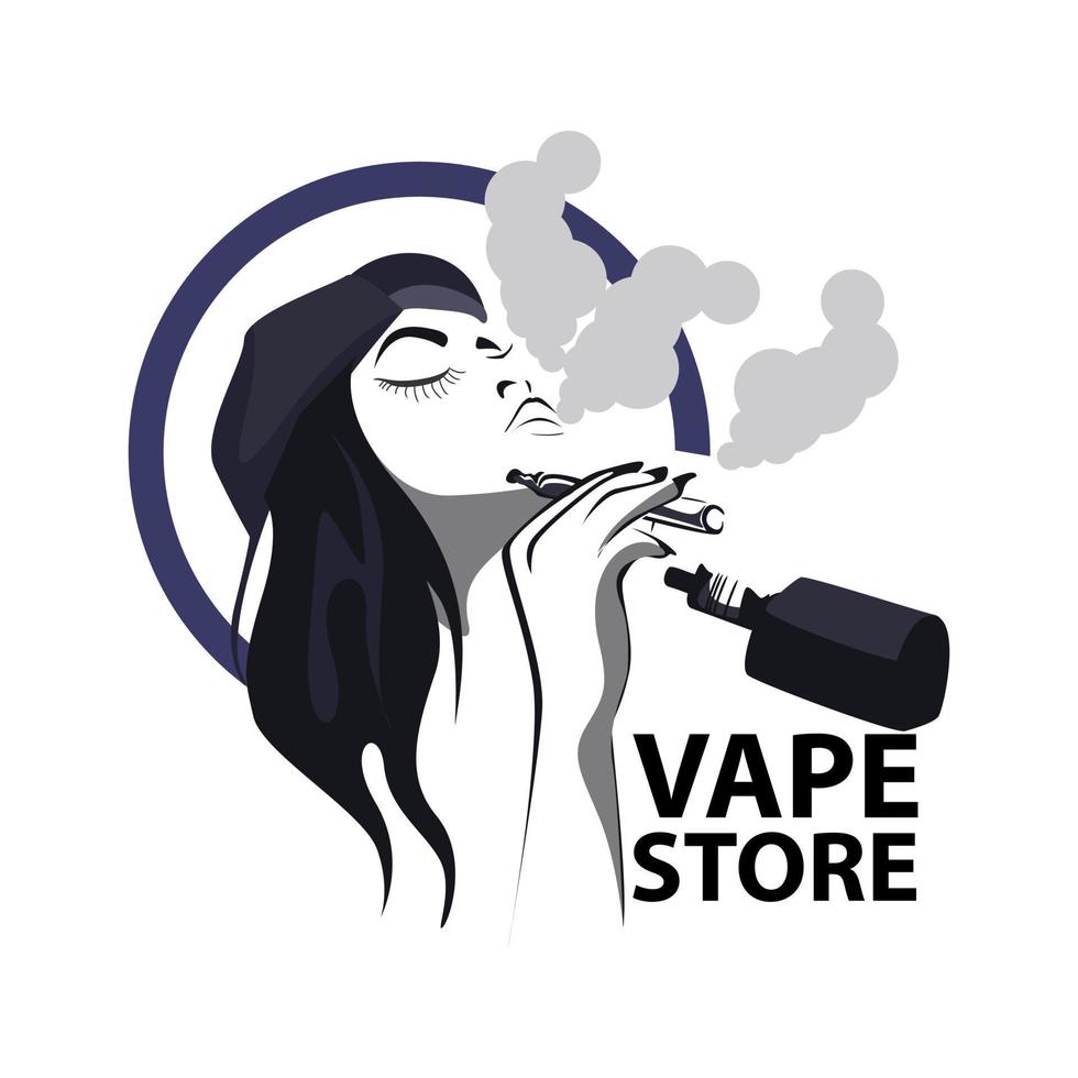 Vape store with silhouette design style vector