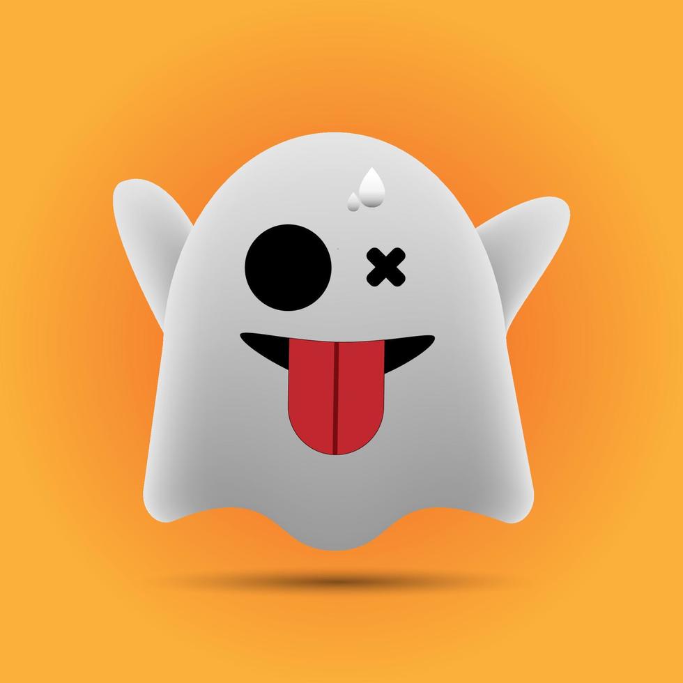 Ghost social media chat emoticon. Cute emoji. Halloween spirit element vector