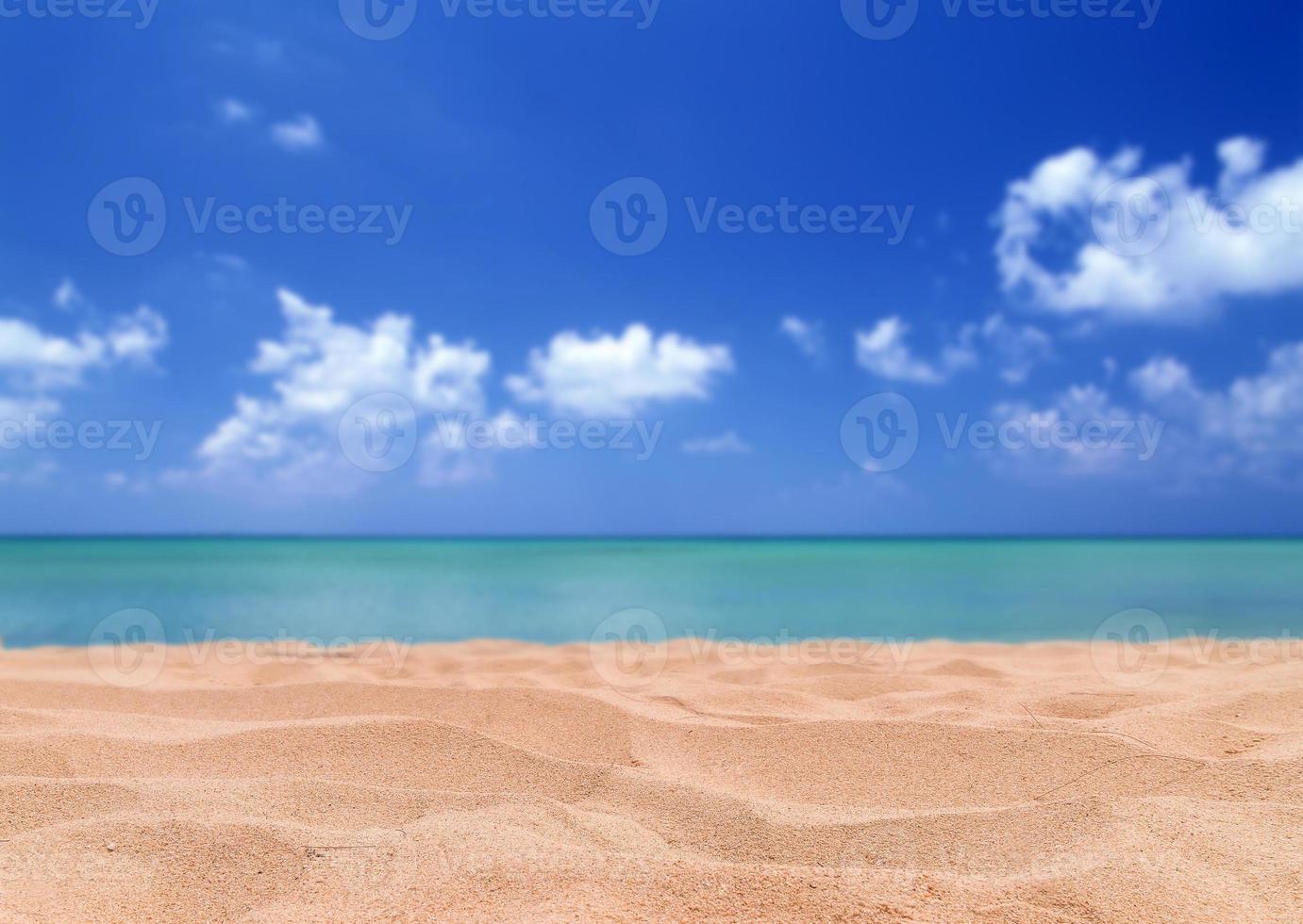 Empty sea and beach background with copy space, Sand beach shore water blue sea and blue sky and white cloud beautiful at coast, Beautiful blue ocean shore outdoor, Nature landscape water background photo