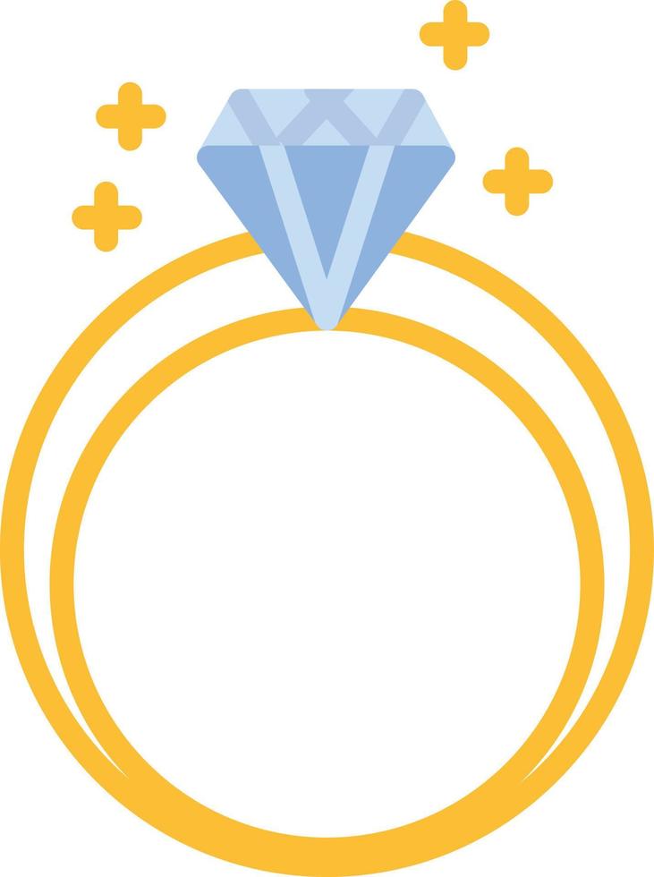 icono plano de anillo de diamantes vector