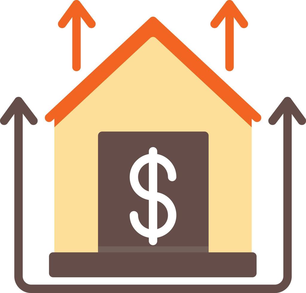 precio de la vivienda creciendo icono plano vector