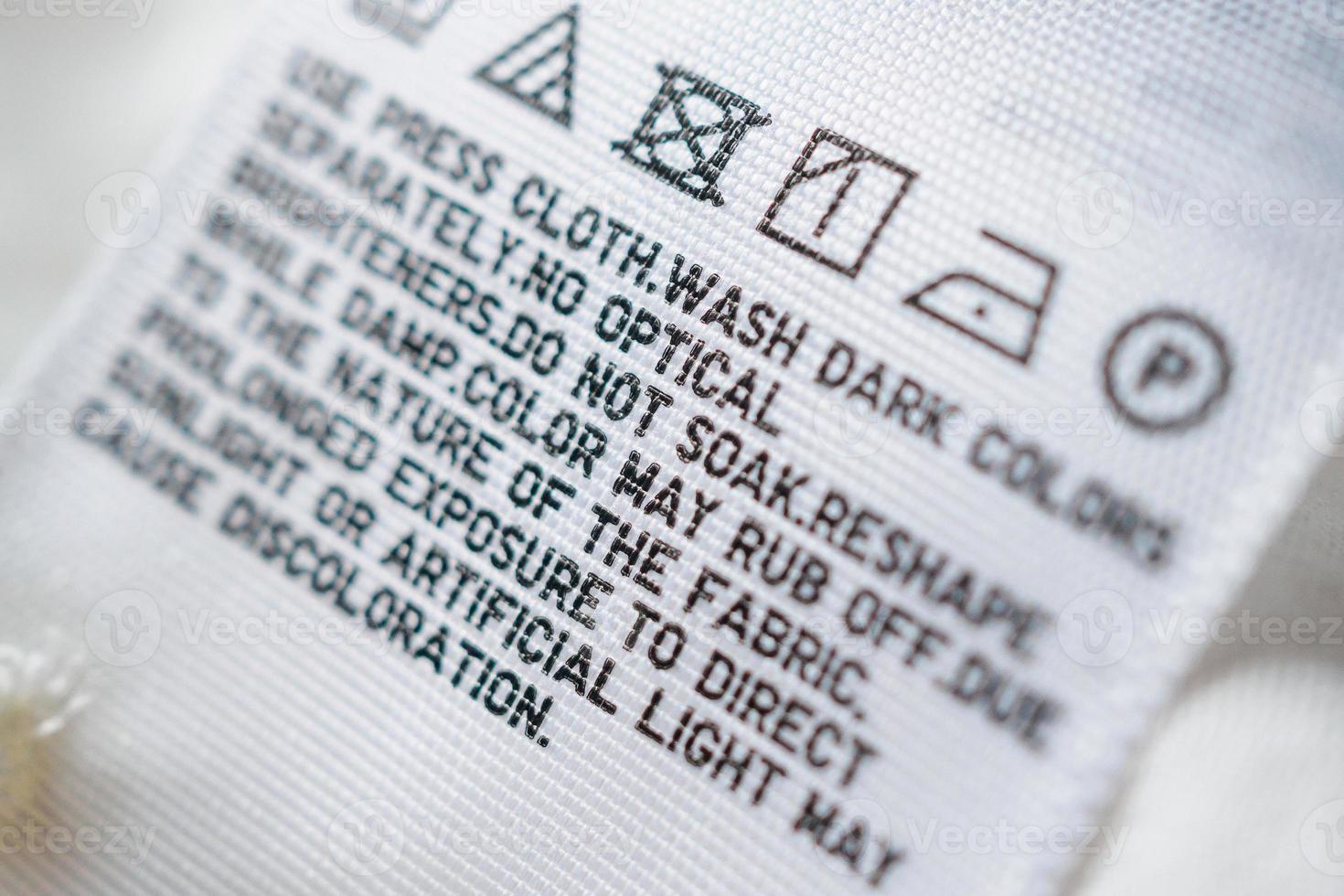 Cloth label tag with laundry care instructions photo