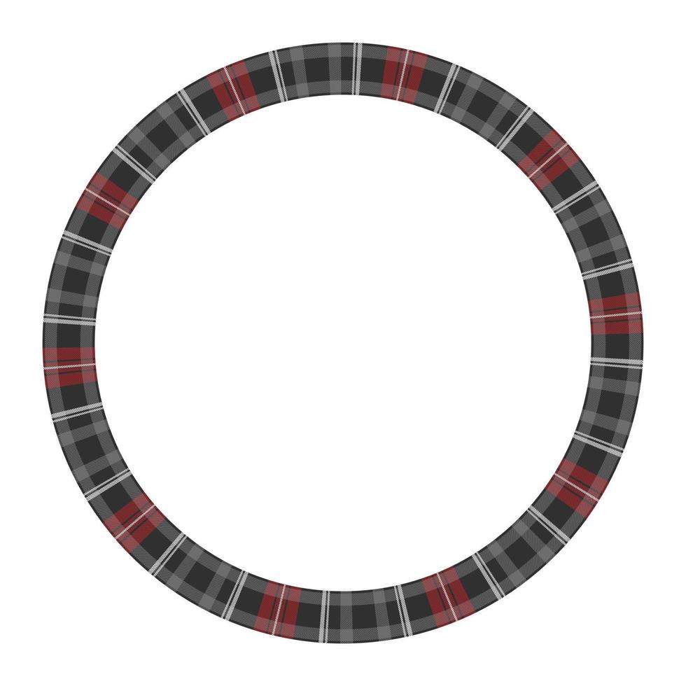 Round frame vector vintage pattern design template. Circle border designs plaid fabric texture. Scottish tartan background for collage art, gif card, handmade crafts.