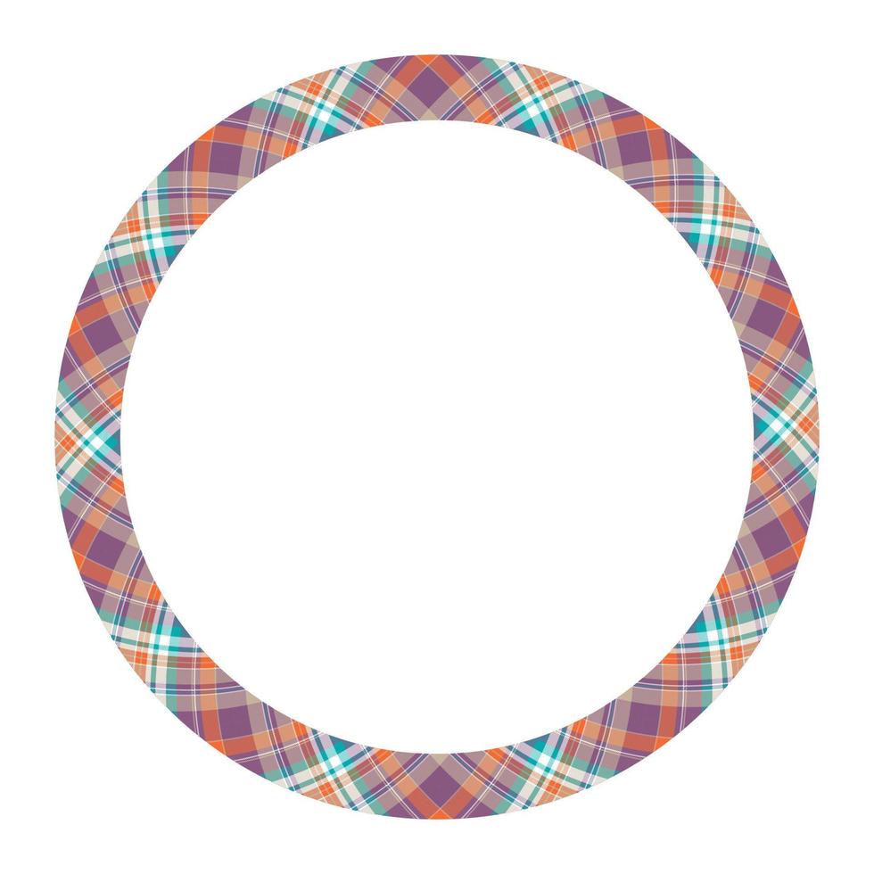 Circle borders and frames vector. Round border pattern geometric vintage frame design. Scottish tartan plaid fabric texture. Template for gift card, collage, scrapbook or photo album and portrait. vector