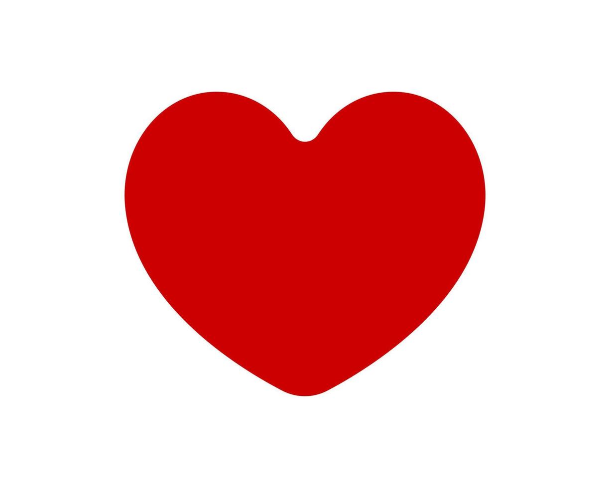 Red shape love heart icon vector isolated on white background.