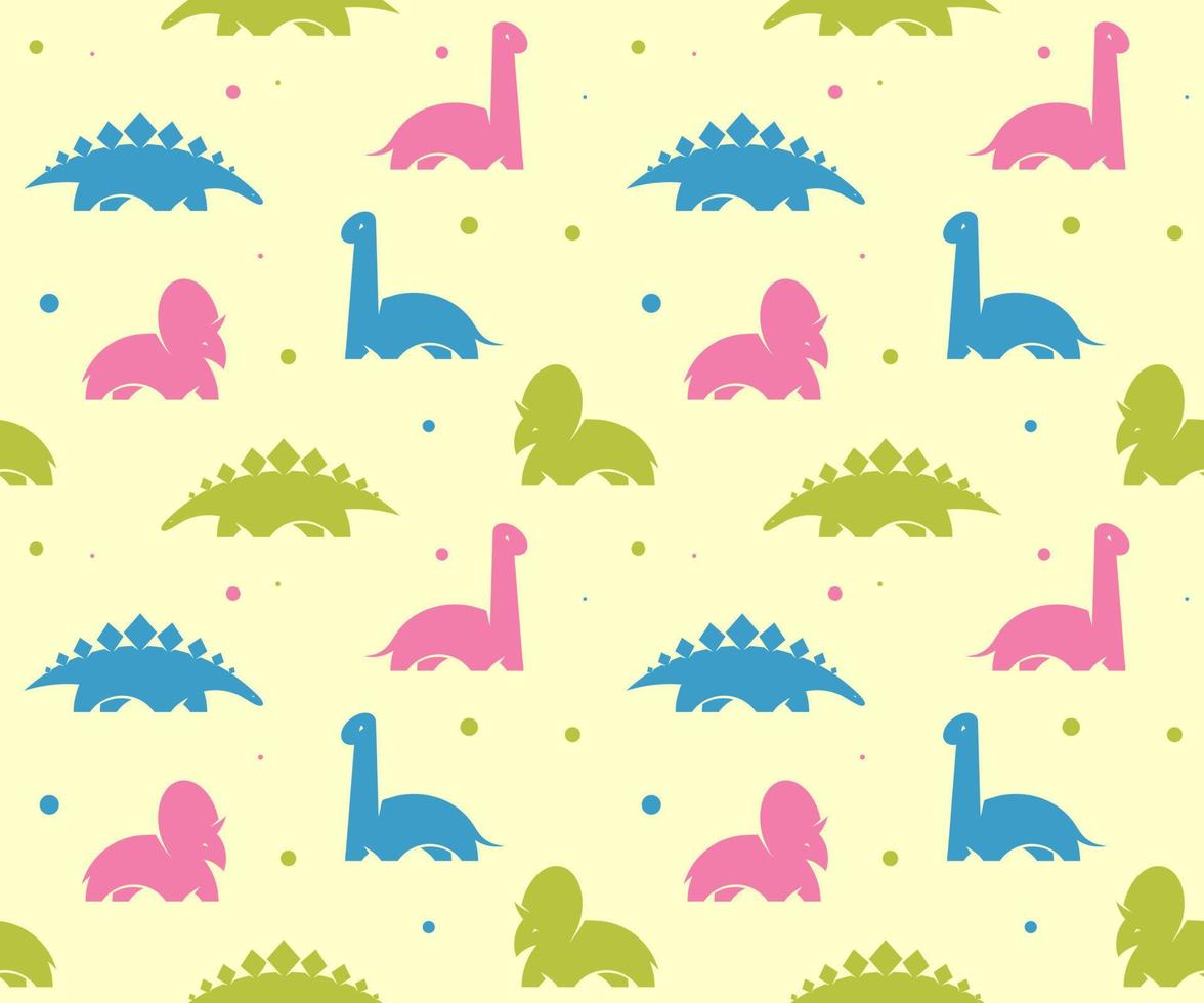 Kids baby background with cute dinosaurs. Vector seamless pattern.