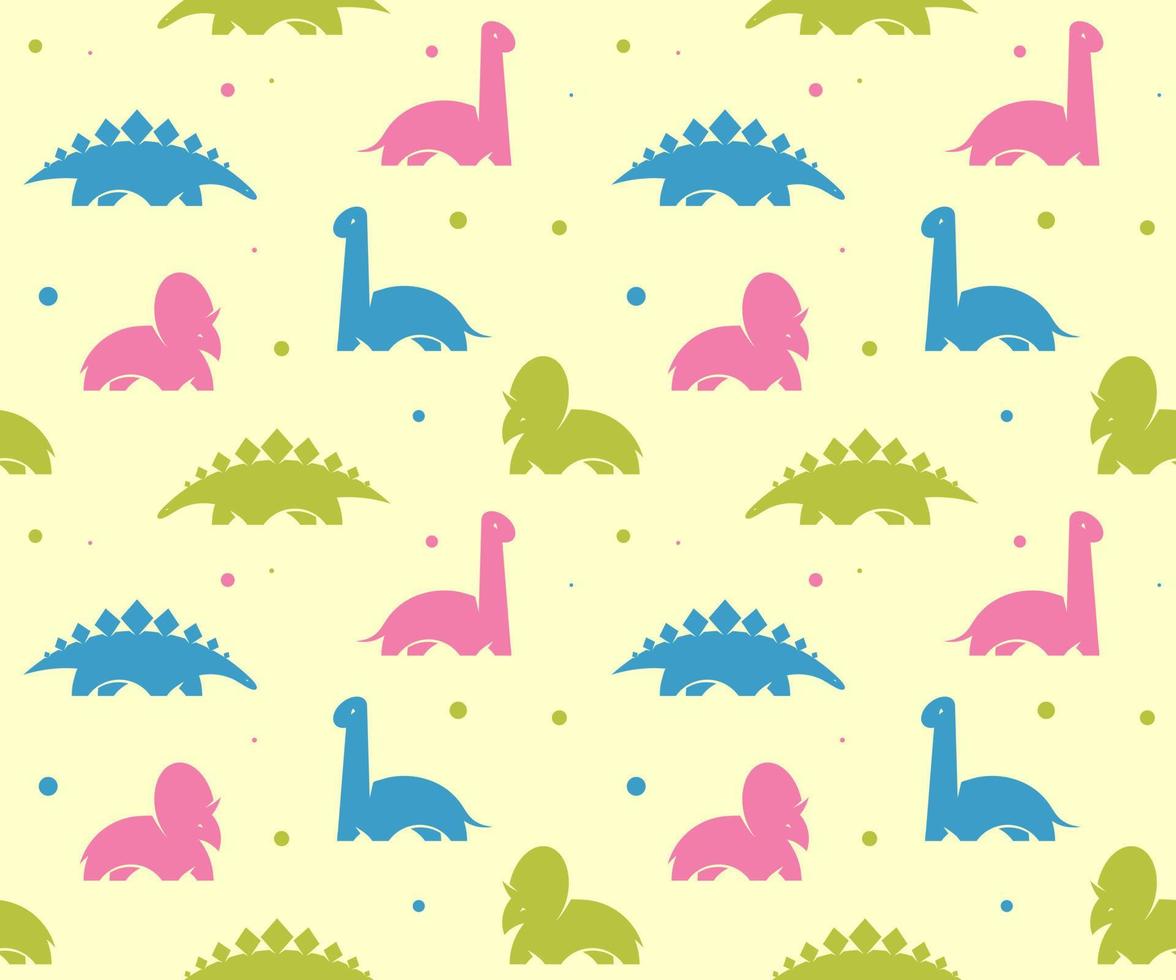 Kids baby background with cute dinosaurs. Vector seamless pattern.