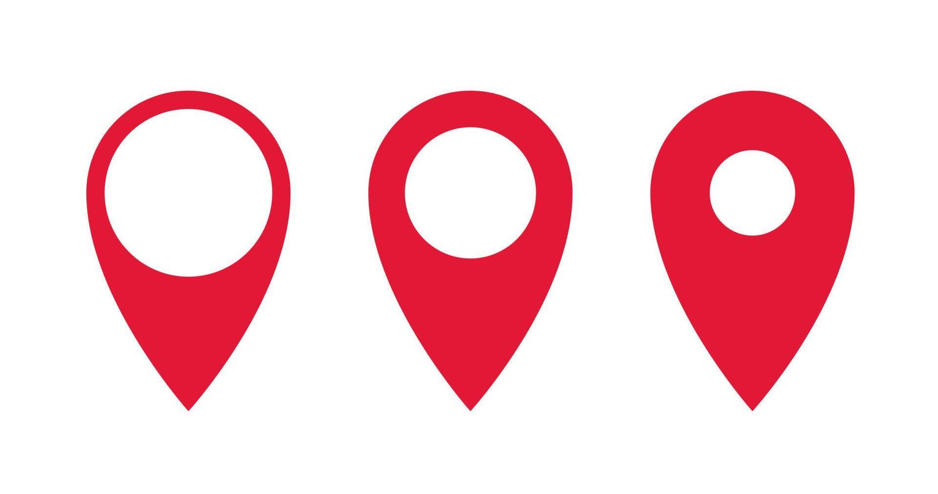 Set of GPS pointers. Red point icon. Vector illustration.