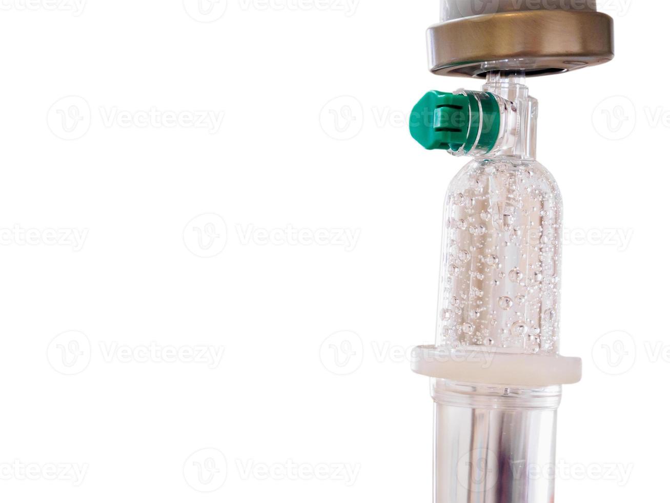 Medical intravenous IV drip isolated on white background photo
