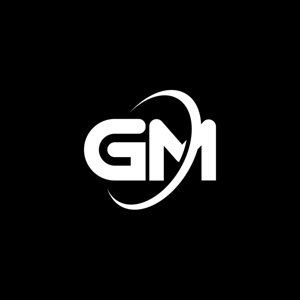 GM G M letter logo design. Initial letter GM linked circle uppercase monogram logo white color. GM logo, G M design. gm, g m vector
