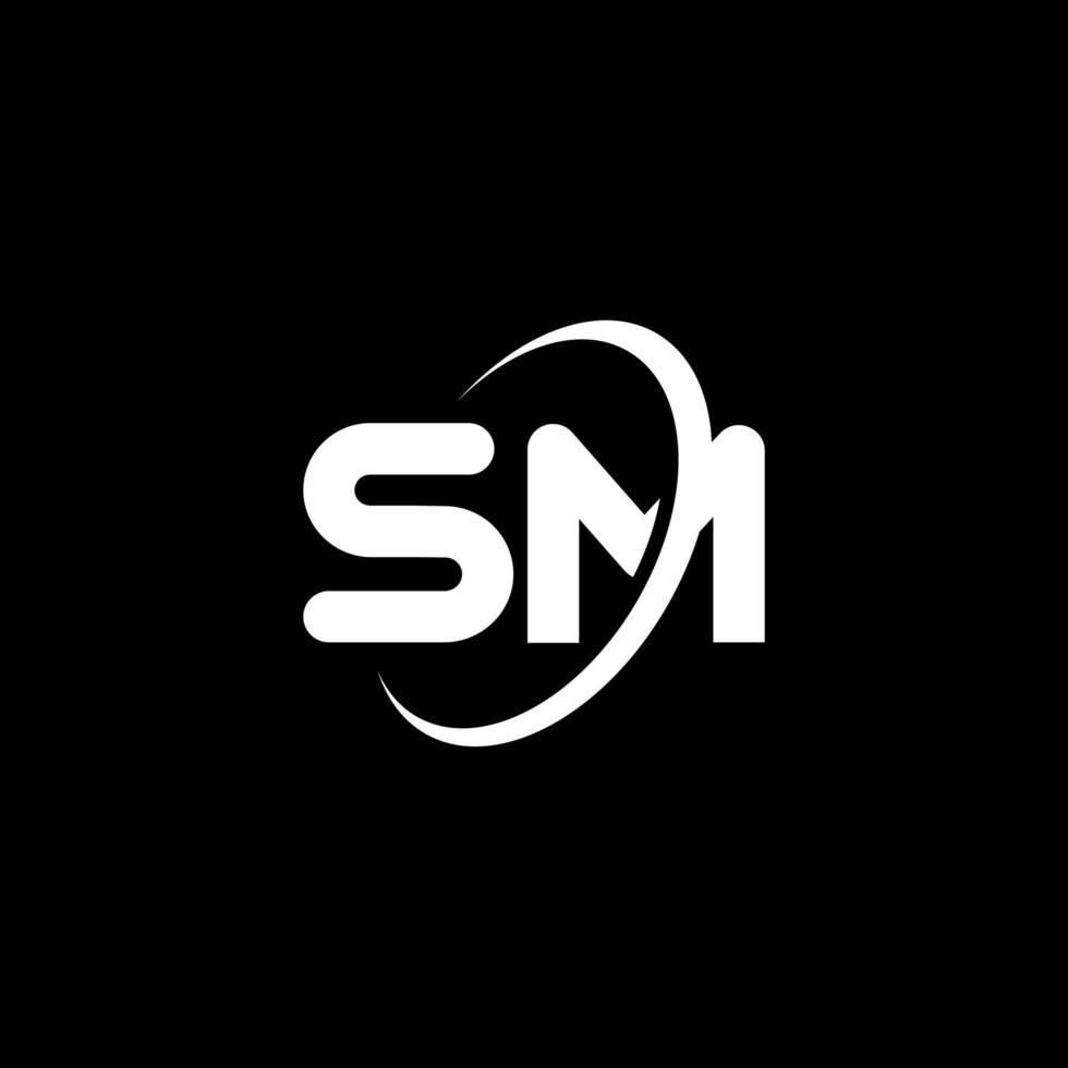 SM S M letter logo design. Initial letter SM linked circle uppercase monogram logo white color. SM logo, S M design. sm, s m vector