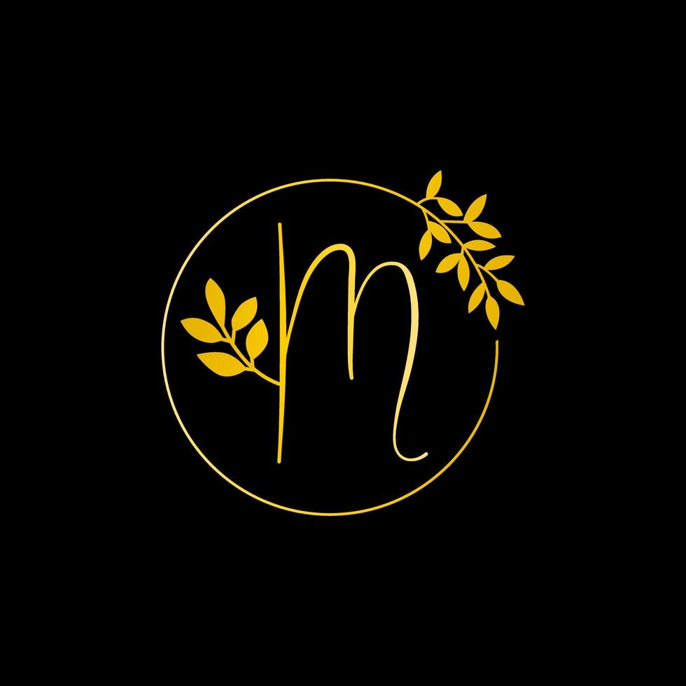 M letter logo design for fashion and beauty and spa company. M letter vector icon. M golden logo