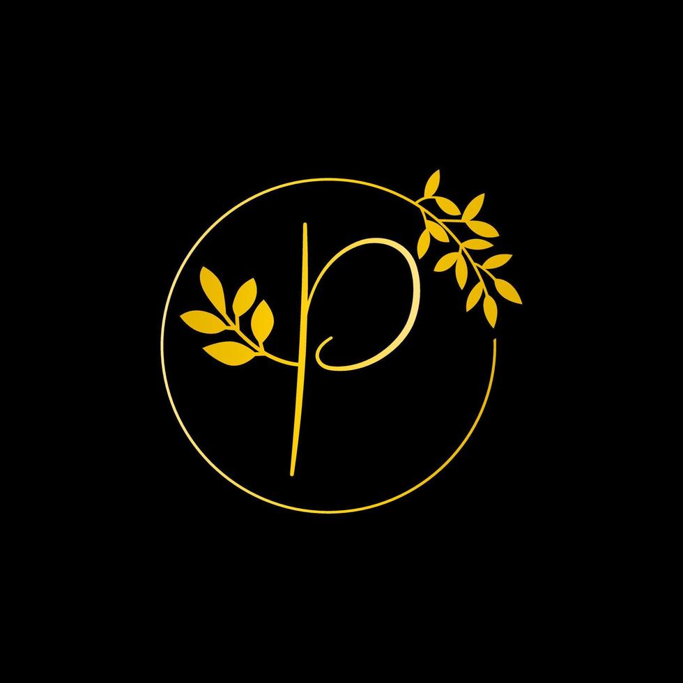 diseño de logotipo de letra p para empresa de moda y belleza y spa. icono de vector de letra p. p logo dorado