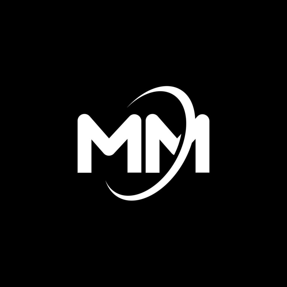 MM M M letter logo design. Initial letter MM linked circle uppercase monogram logo white color. MM logo, M M design. mm, m m vector