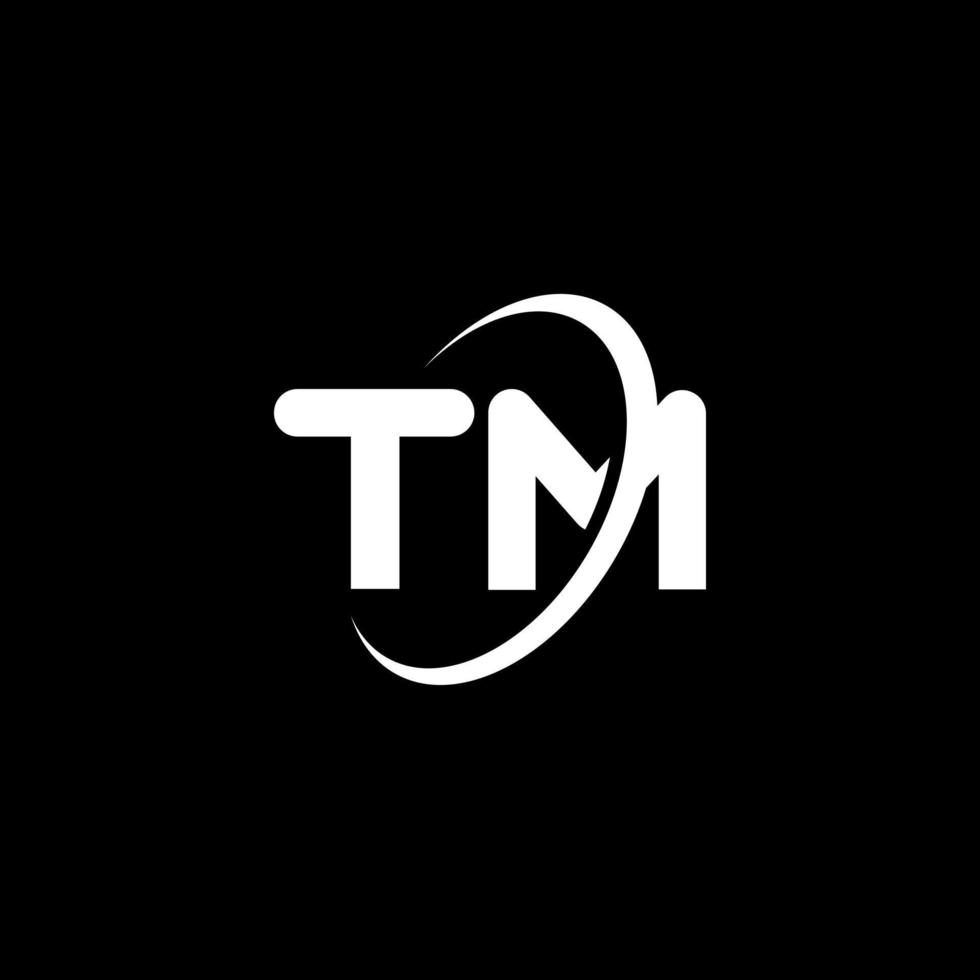 diseño del logotipo de la letra tm tm. letra inicial tm círculo vinculado en mayúsculas logotipo monograma color blanco. logotipo de tm, diseño de tm. tm, tm vector