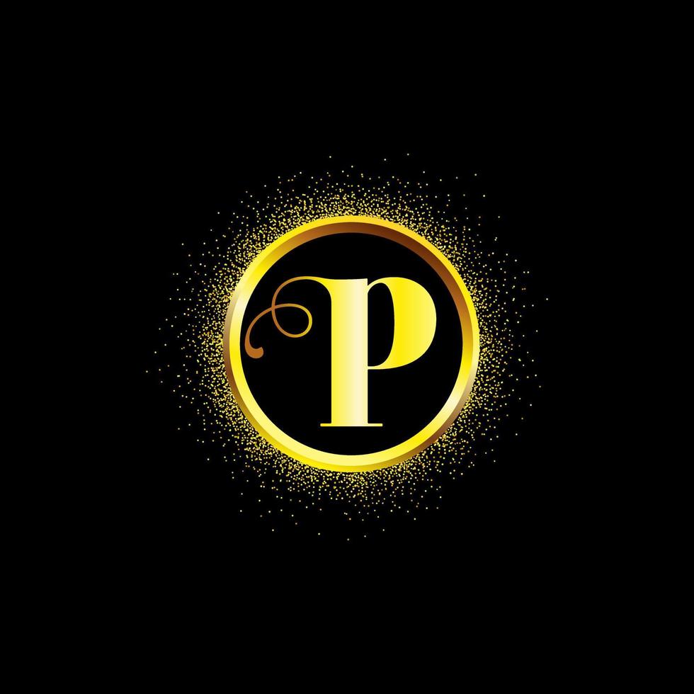 diseño de logotipo de letra p para empresa de moda y belleza y spa. icono de vector de letra p. p logo dorado