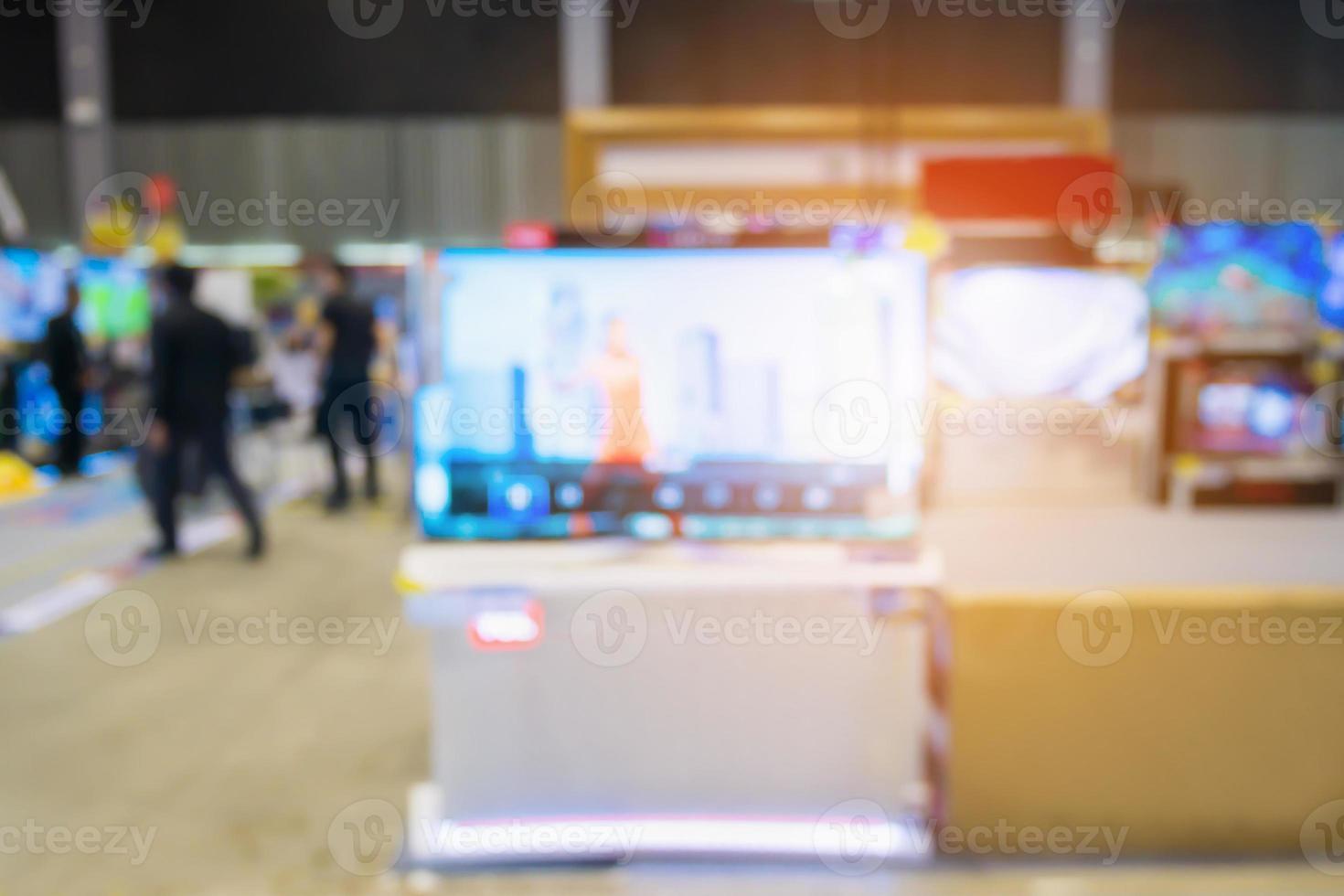 eletronic department store with bokeh blurred background photo