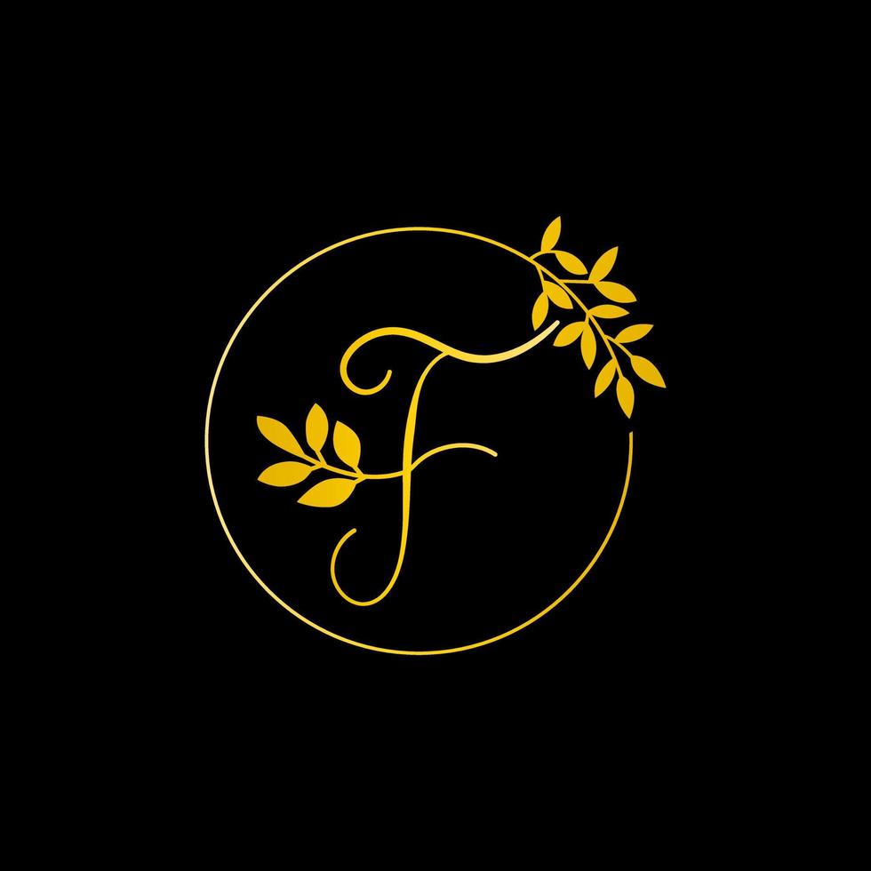 F letter logo design for fashion and beauty and spa company. F letter vector icon. F golden logo