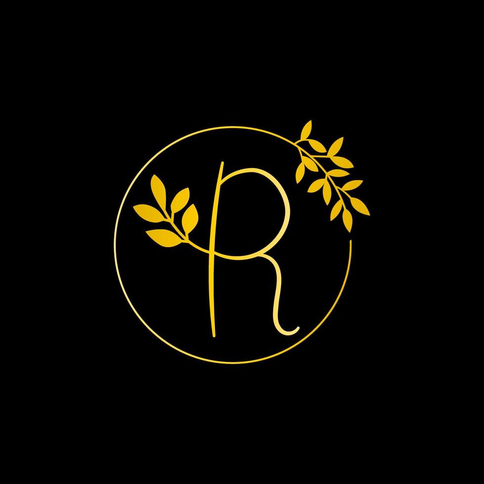 R letter logo design for fashion and beauty and spa company. R letter vector icon. R golden logo