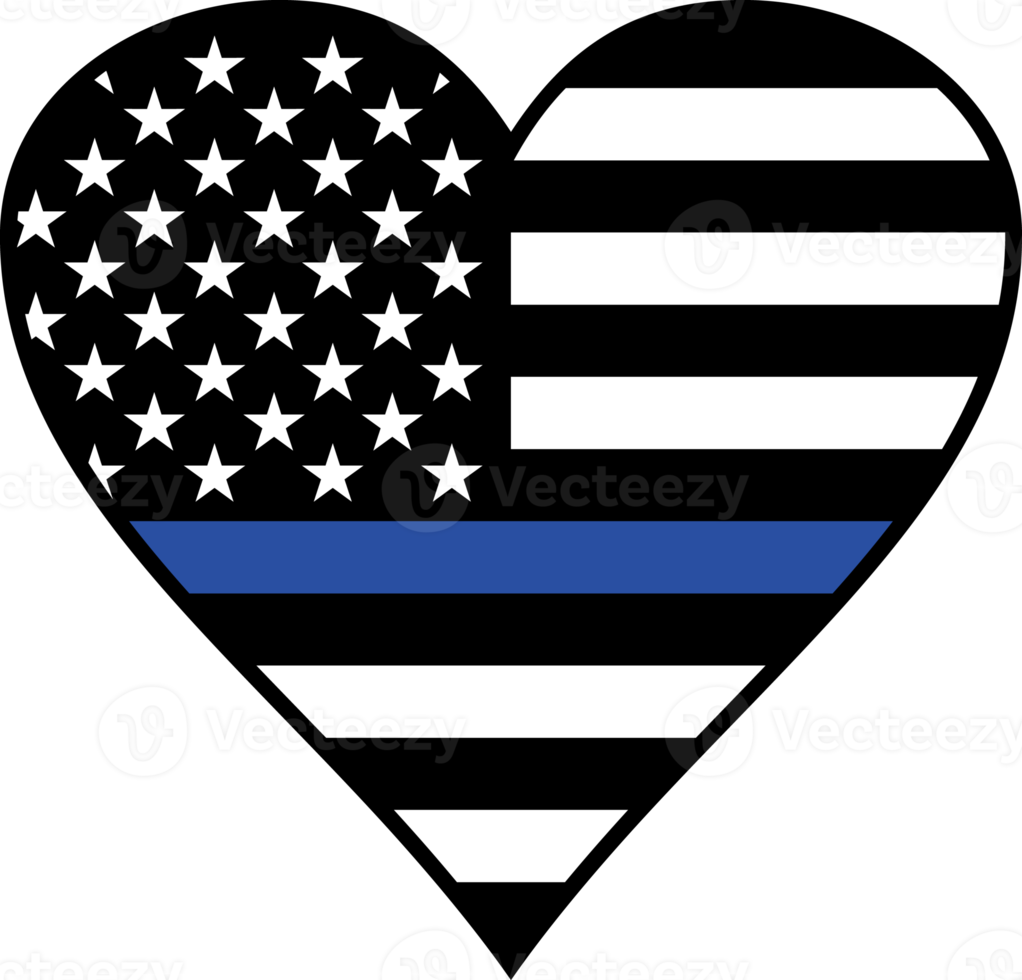 Thin Blue Line Flag Heart Illustration png